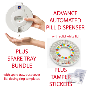 Automatic Pill Dispenser ADVANCE Pharmacy Bundle with spare tray + stickers