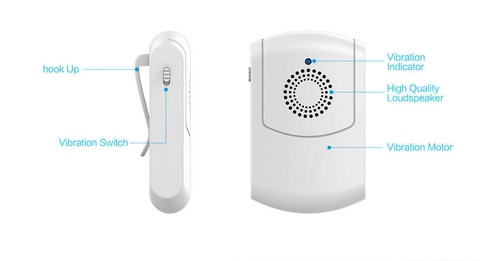 TabTimer Vib-Ra-Bell - wireless door bell & vibrating shaker receiver bundle - TT-VB2+1