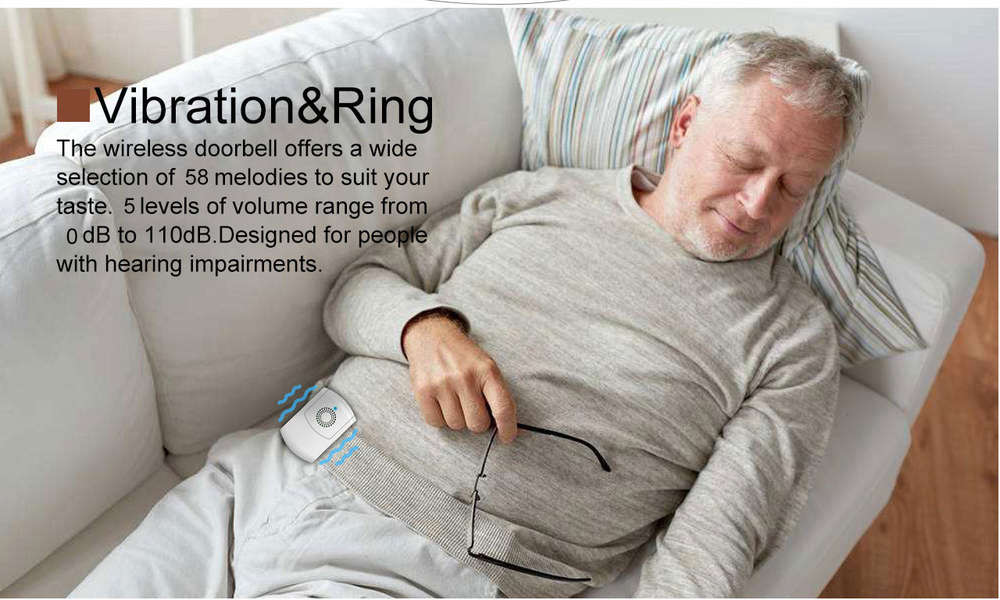 TabTimer Vib-Ra-Bell - wireless door bell & vibrating shaker receiver bundle - TT-VB2+1